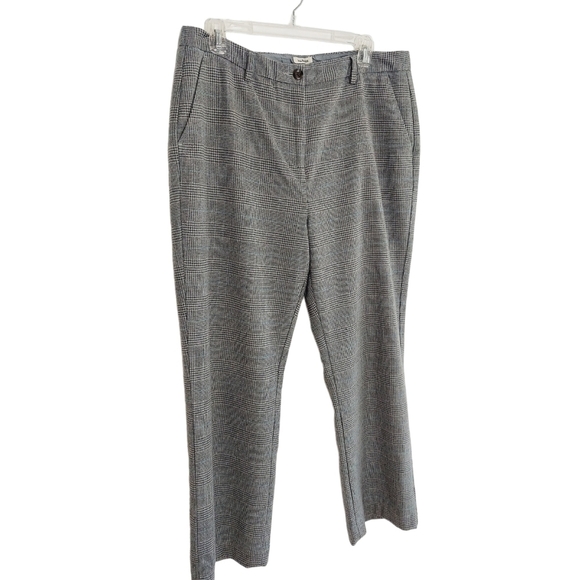 LL Bean Wool Like Pants 14 Short Fully Lined Gray Machine Wash Classic Fit Plaid - Picture 1 of 13